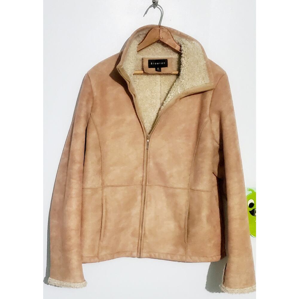 Braeton Mens Tan Sherpa Lined Jacket Size Medium Southwestern Wedding Minimalist